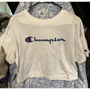 White Champion Croptop T-Shirt Size Large (Read Discription)